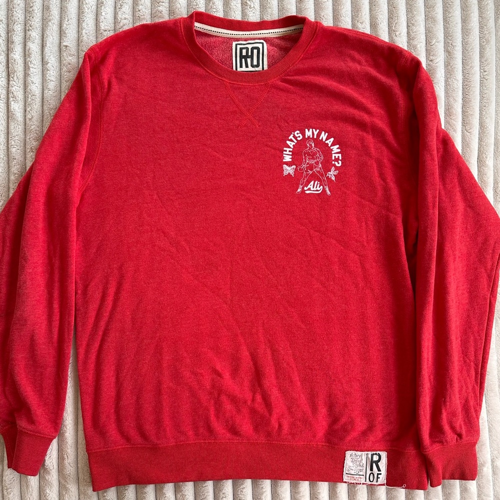 Roots of Fight RARE Muhammad Ali XXL Red Crewneck Sweater